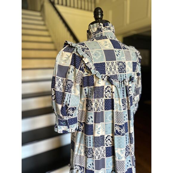 Vintage Boho Hippie Prairie Ruffle Dress Cottage Artsy Anthro Hawaiian Dress - Picture 9 of 12